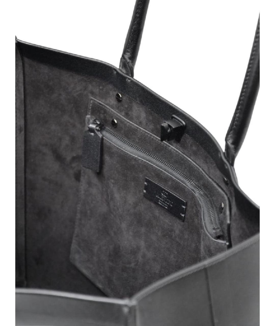 VALENTINO Черная кожаная сумка тоут, фото 4