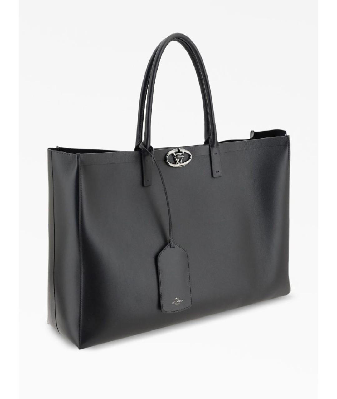 VALENTINO Черная кожаная сумка тоут, фото 2