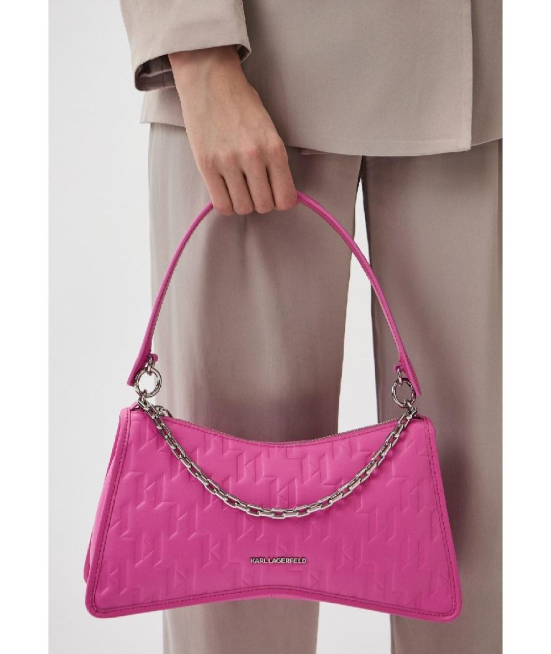 KARL LAGERFELD Розовая кожаная сумка через плечо, фото 4