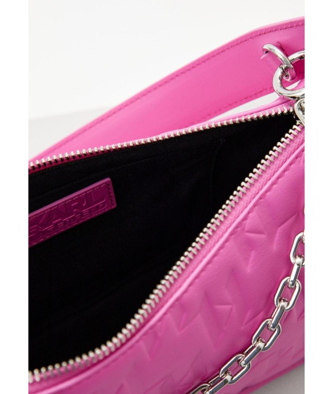 KARL LAGERFELD Розовая кожаная сумка через плечо, фото 3