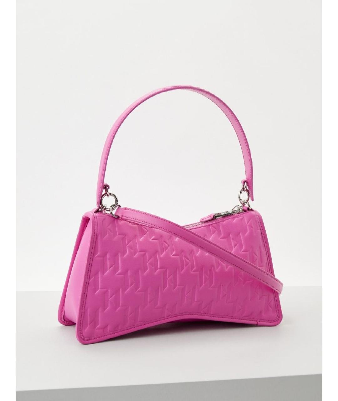 KARL LAGERFELD Розовая кожаная сумка через плечо, фото 2