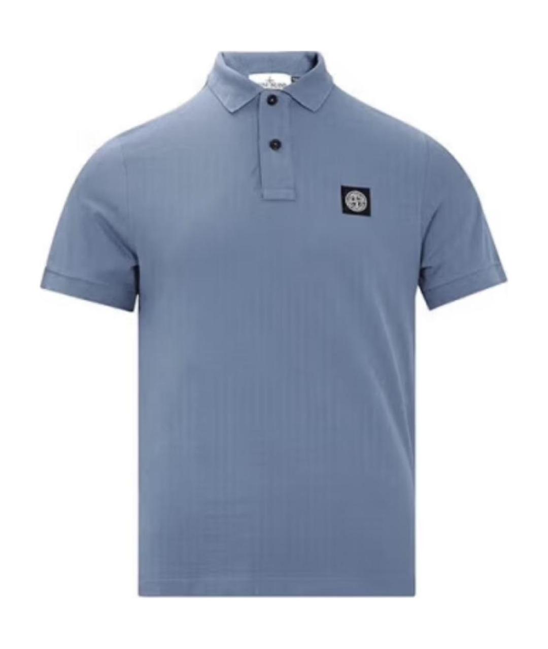 STONE ISLAND Синее хлопковое поло с коротким рукавом, фото 1