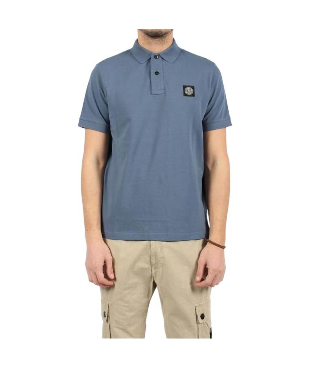 STONE ISLAND Синее хлопковое поло с коротким рукавом, фото 3