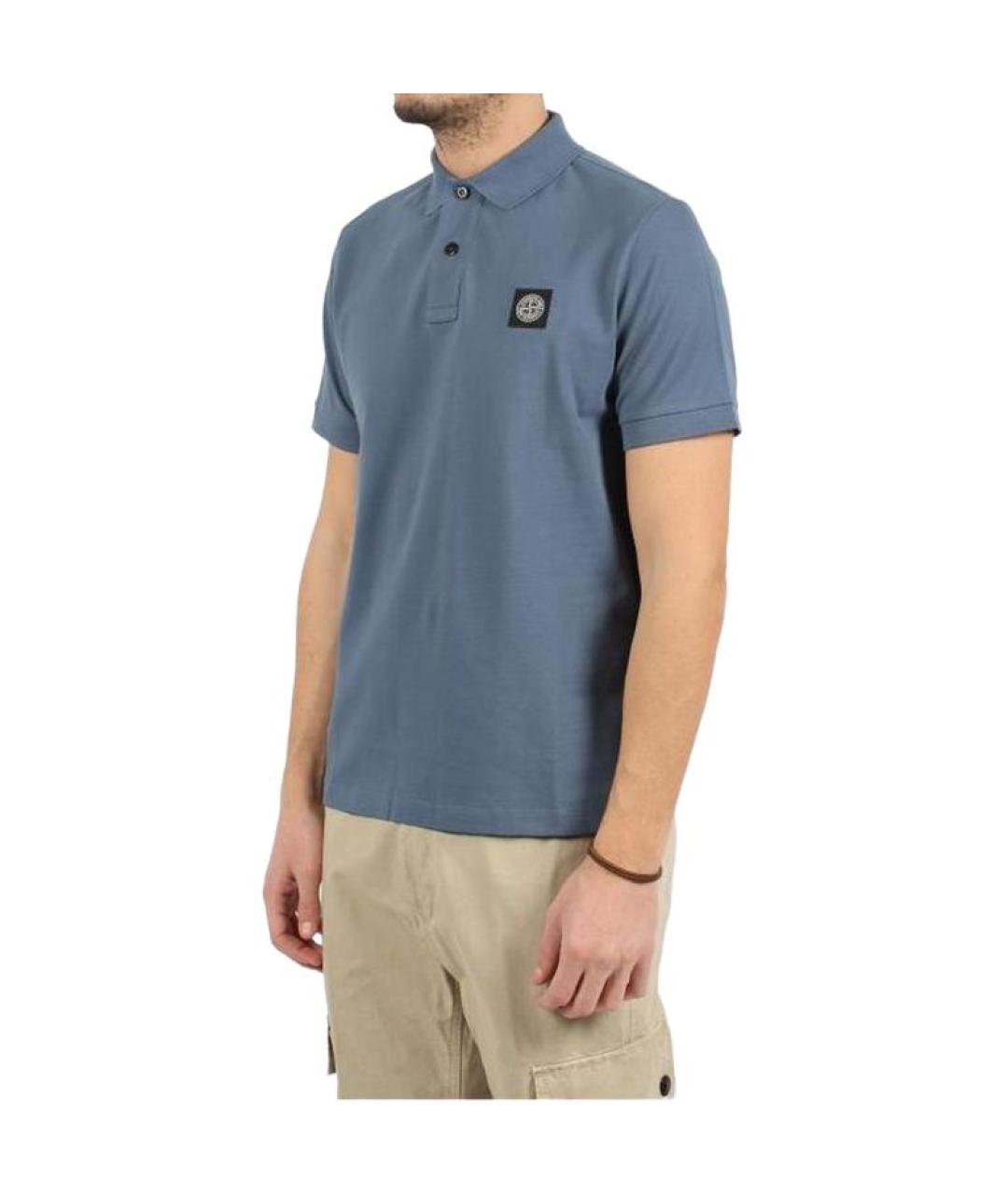 STONE ISLAND Синее хлопковое поло с коротким рукавом, фото 4