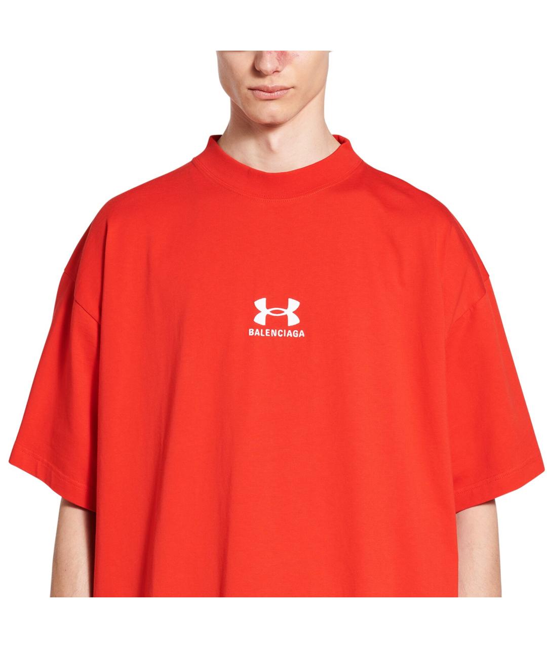 BALENCIAGA Красная хлопковая футболка, фото 6