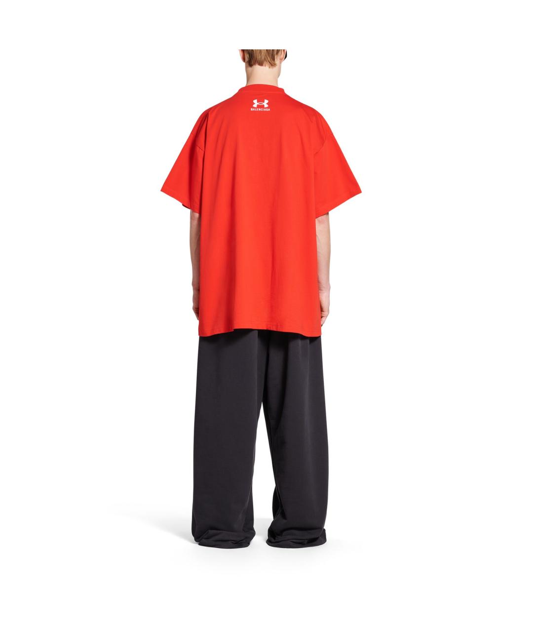 BALENCIAGA Красная хлопковая футболка, фото 4