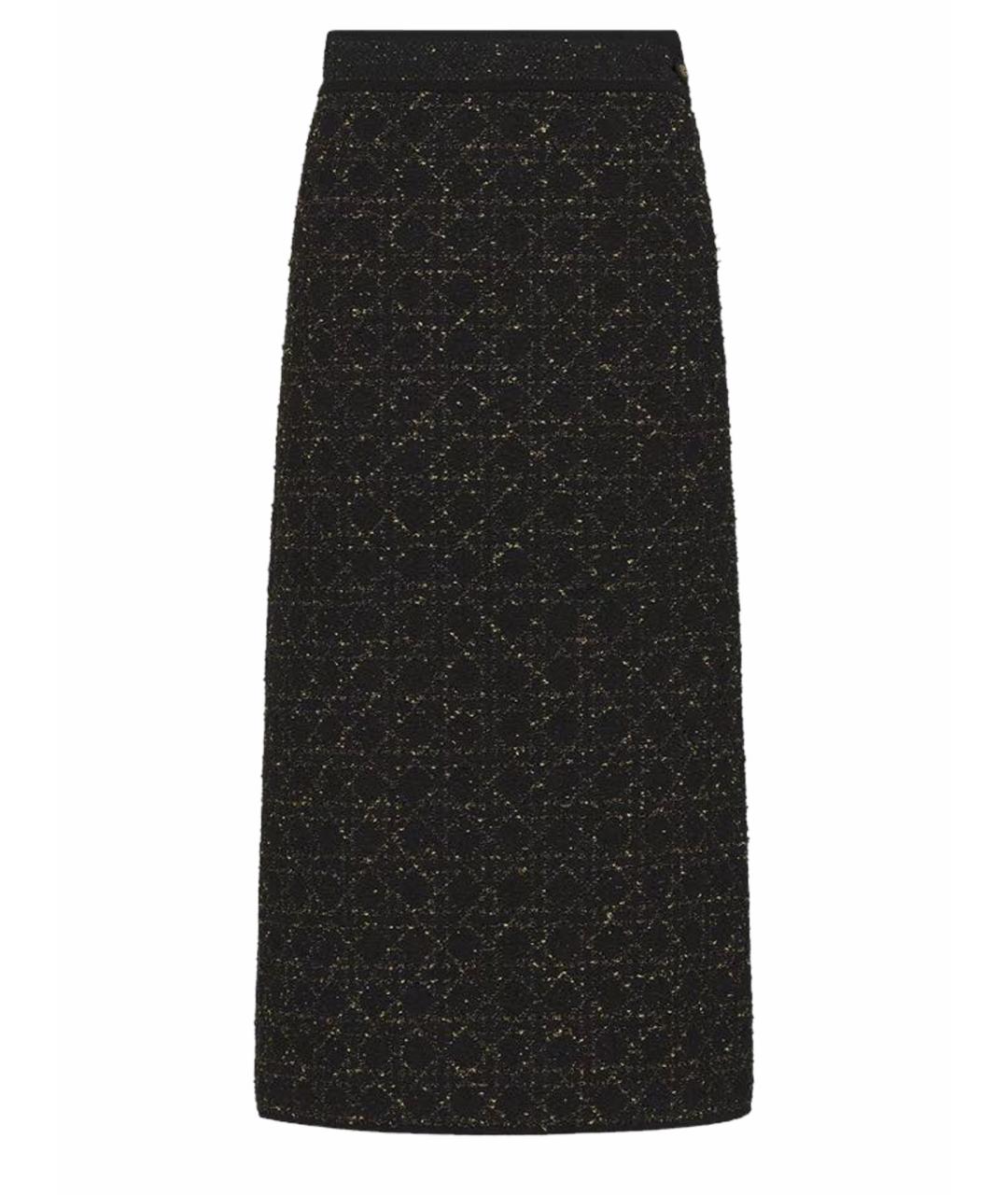 CHRISTIAN DIOR Черная твидовая юбка миди, фото 1