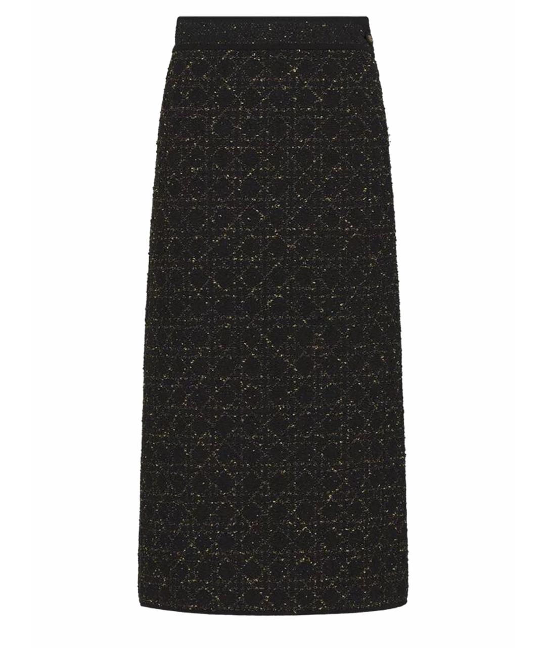 CHRISTIAN DIOR Черная твидовая юбка миди, фото 4