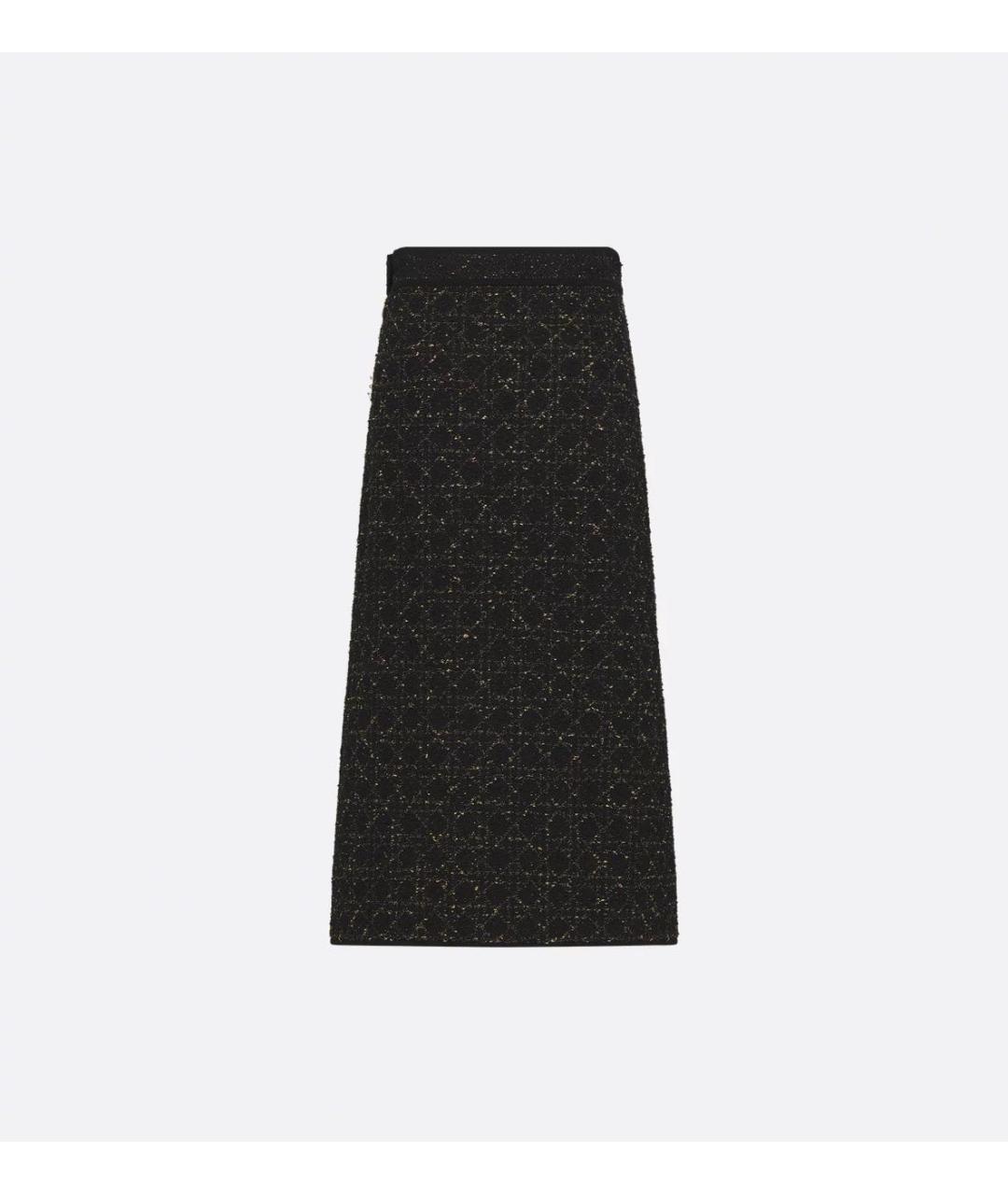 CHRISTIAN DIOR Черная твидовая юбка миди, фото 3