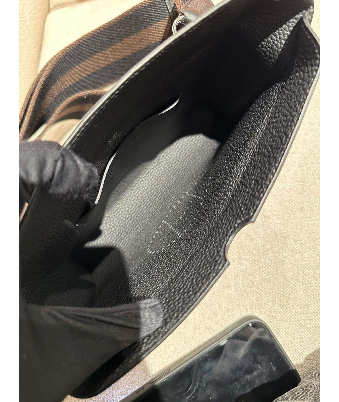 HERMES Черная кожаная сумка на плечо, фото 8