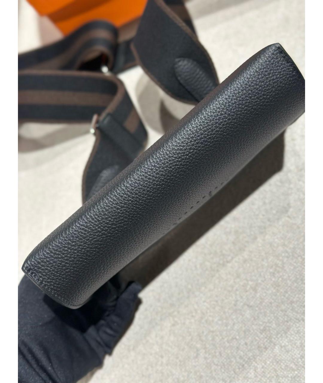 HERMES Черная кожаная сумка на плечо, фото 6