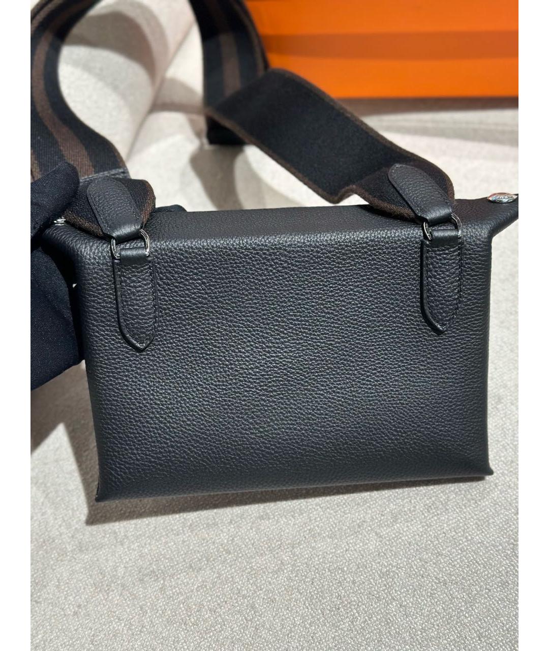 HERMES Черная кожаная сумка на плечо, фото 3
