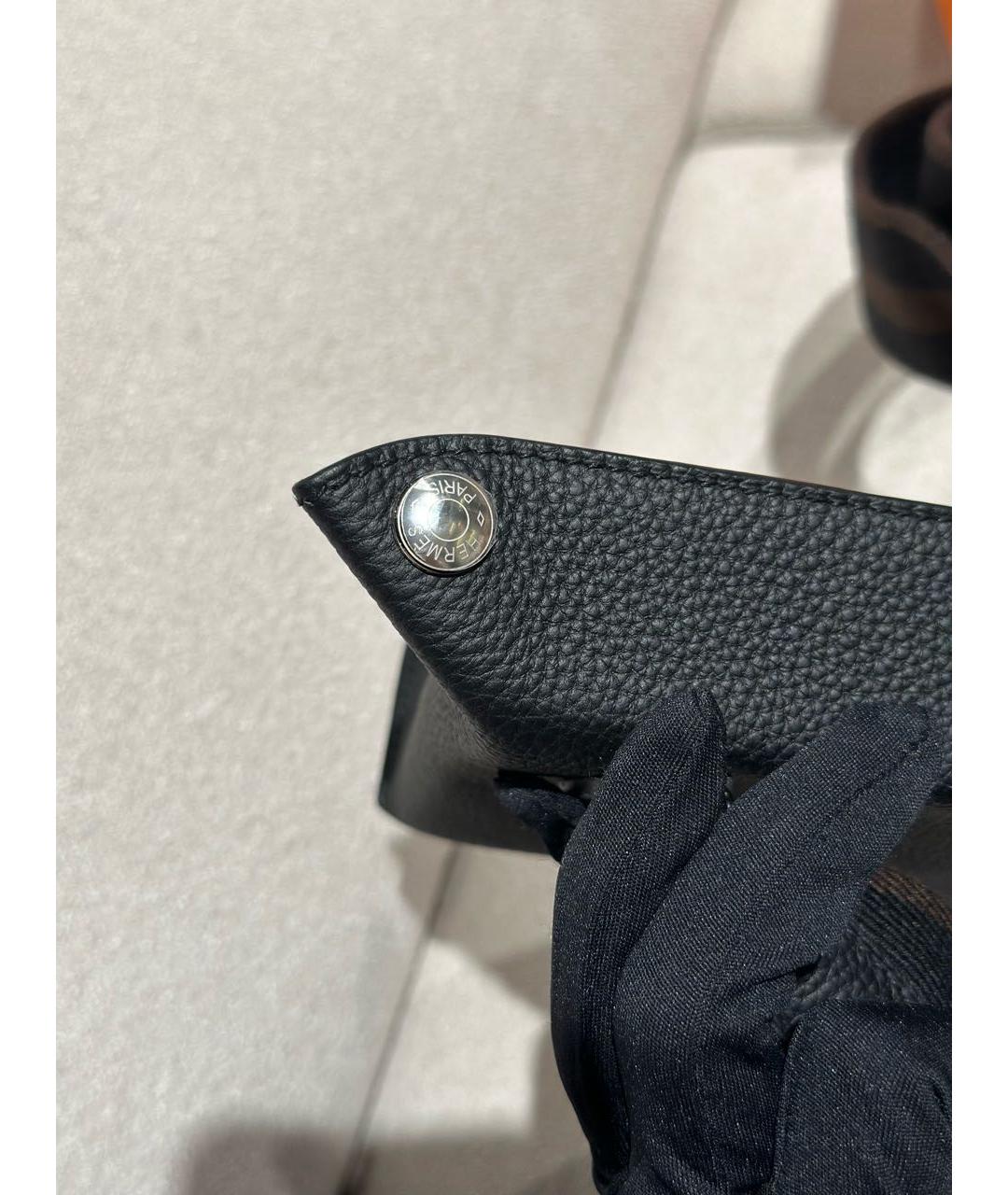 HERMES Черная кожаная сумка на плечо, фото 5