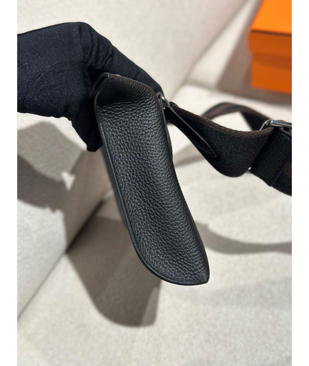 HERMES Черная кожаная сумка на плечо, фото 2