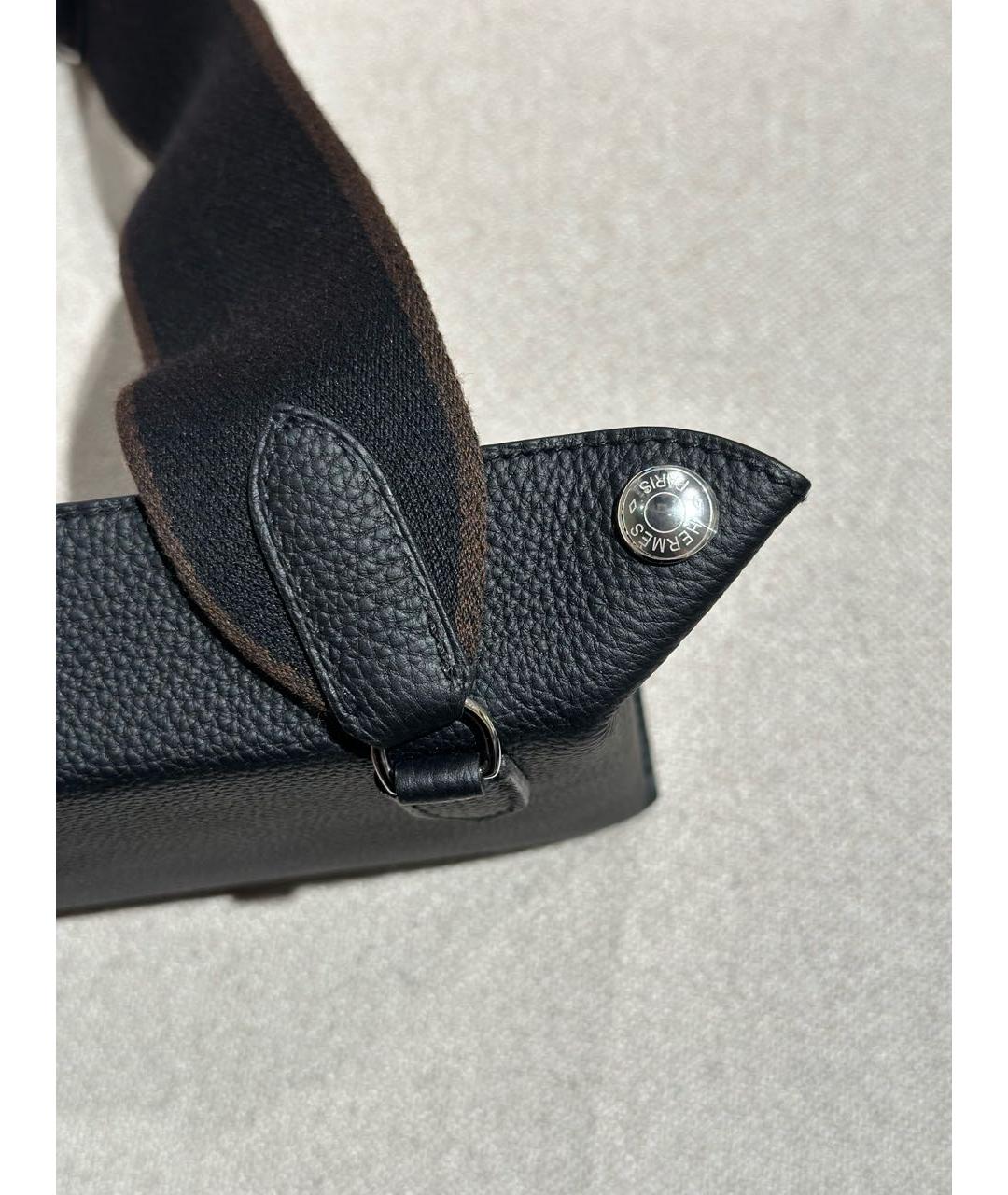 HERMES Черная кожаная сумка на плечо, фото 4