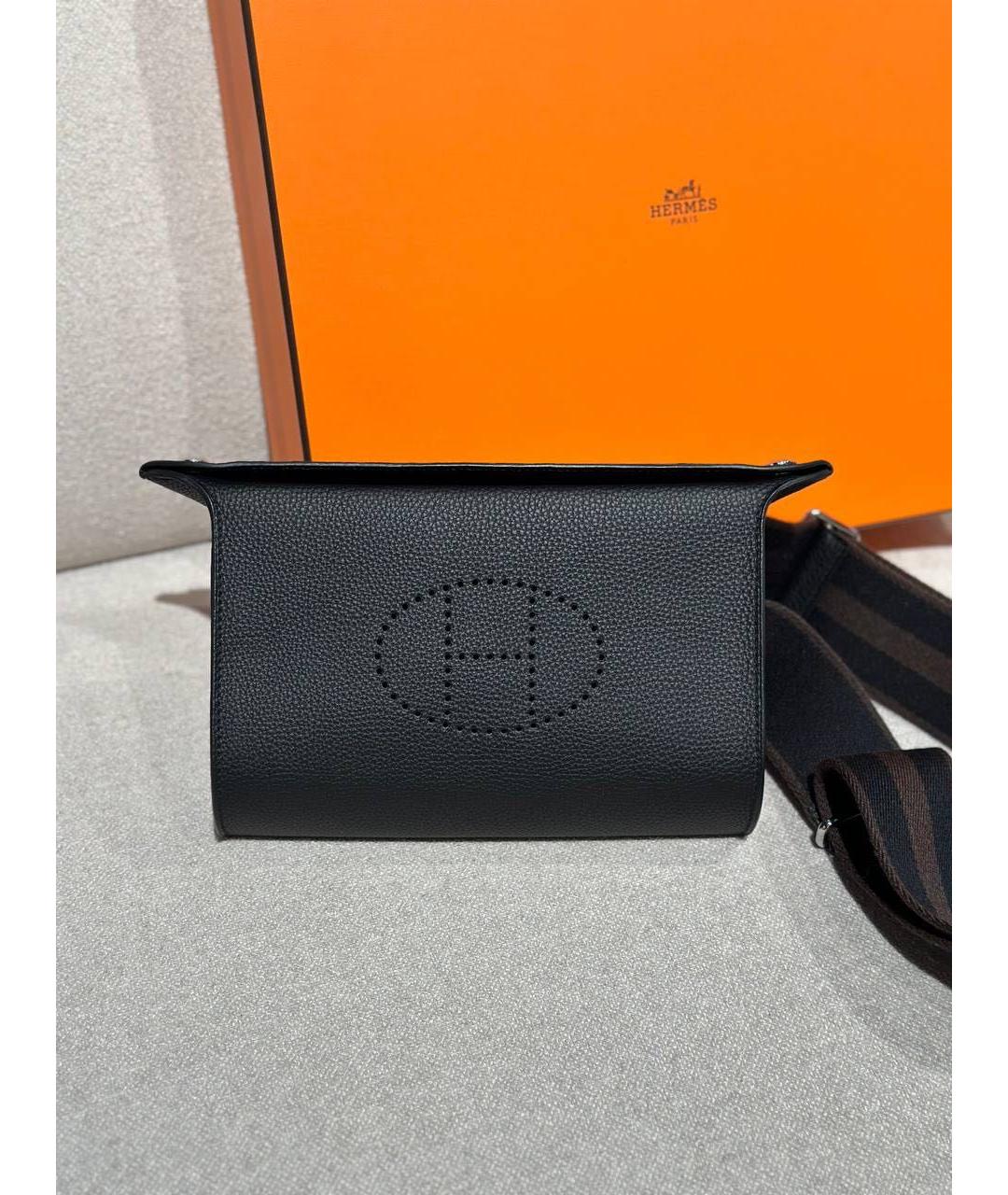 HERMES Черная кожаная сумка на плечо, фото 9