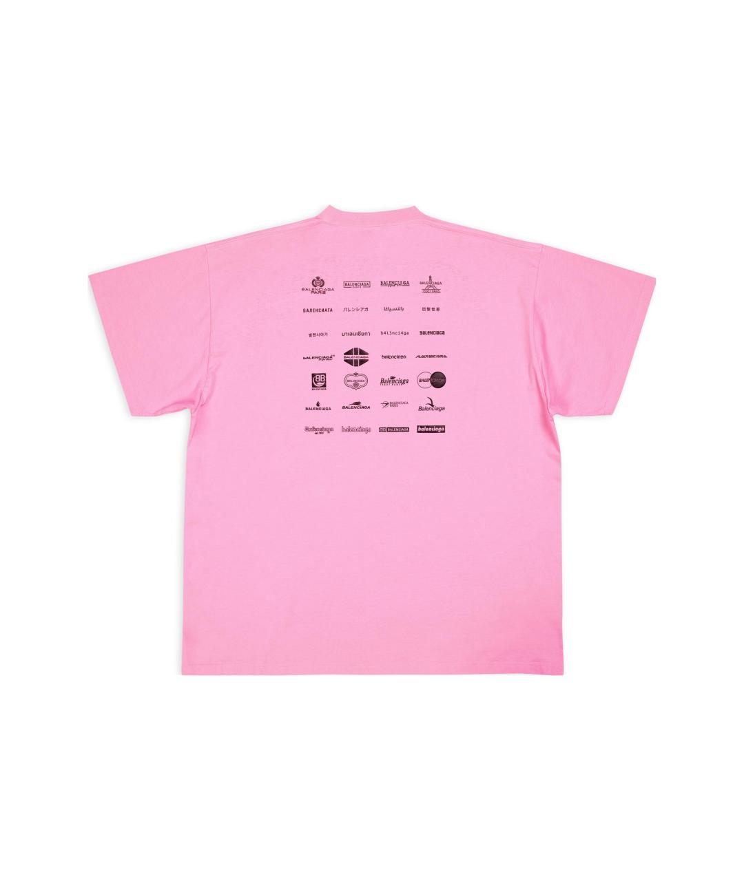 BALENCIAGA Розовая хлопковая футболка, фото 2