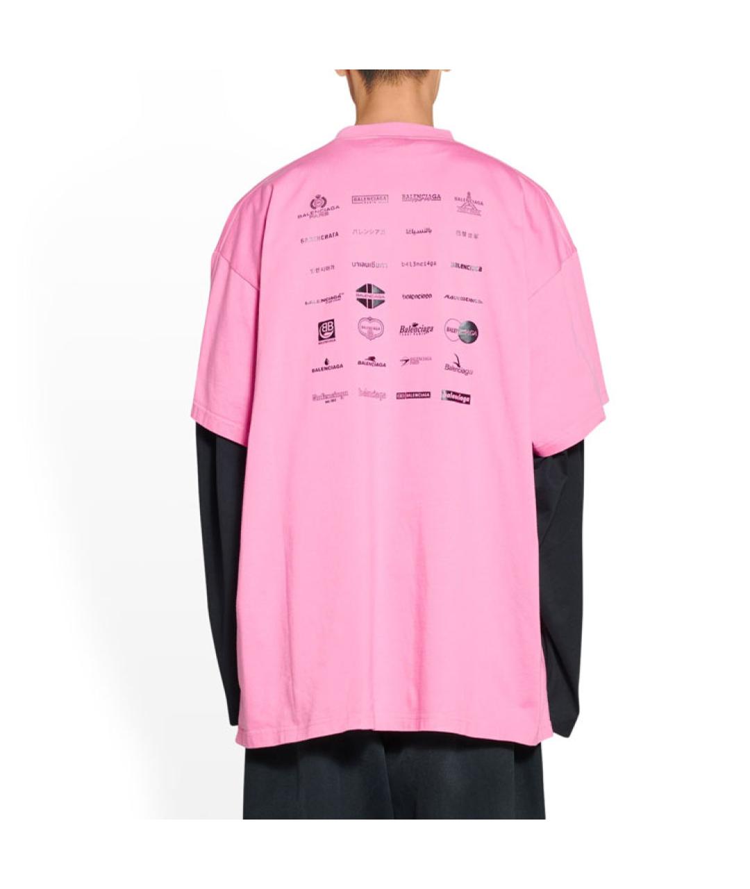 BALENCIAGA Розовая хлопковая футболка, фото 5