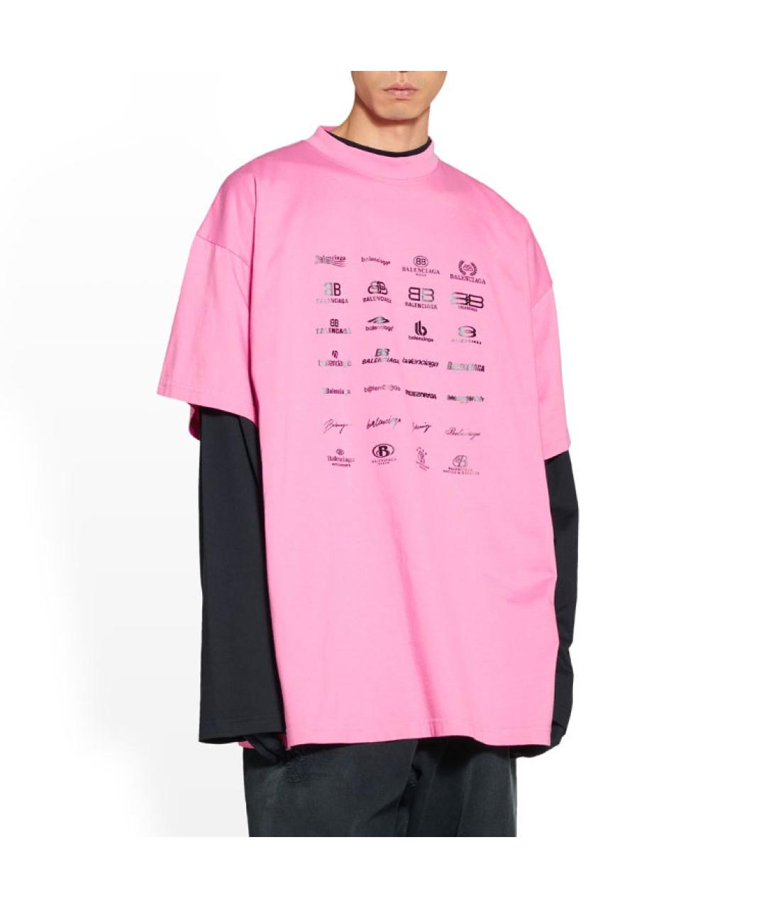 BALENCIAGA Розовая хлопковая футболка, фото 4