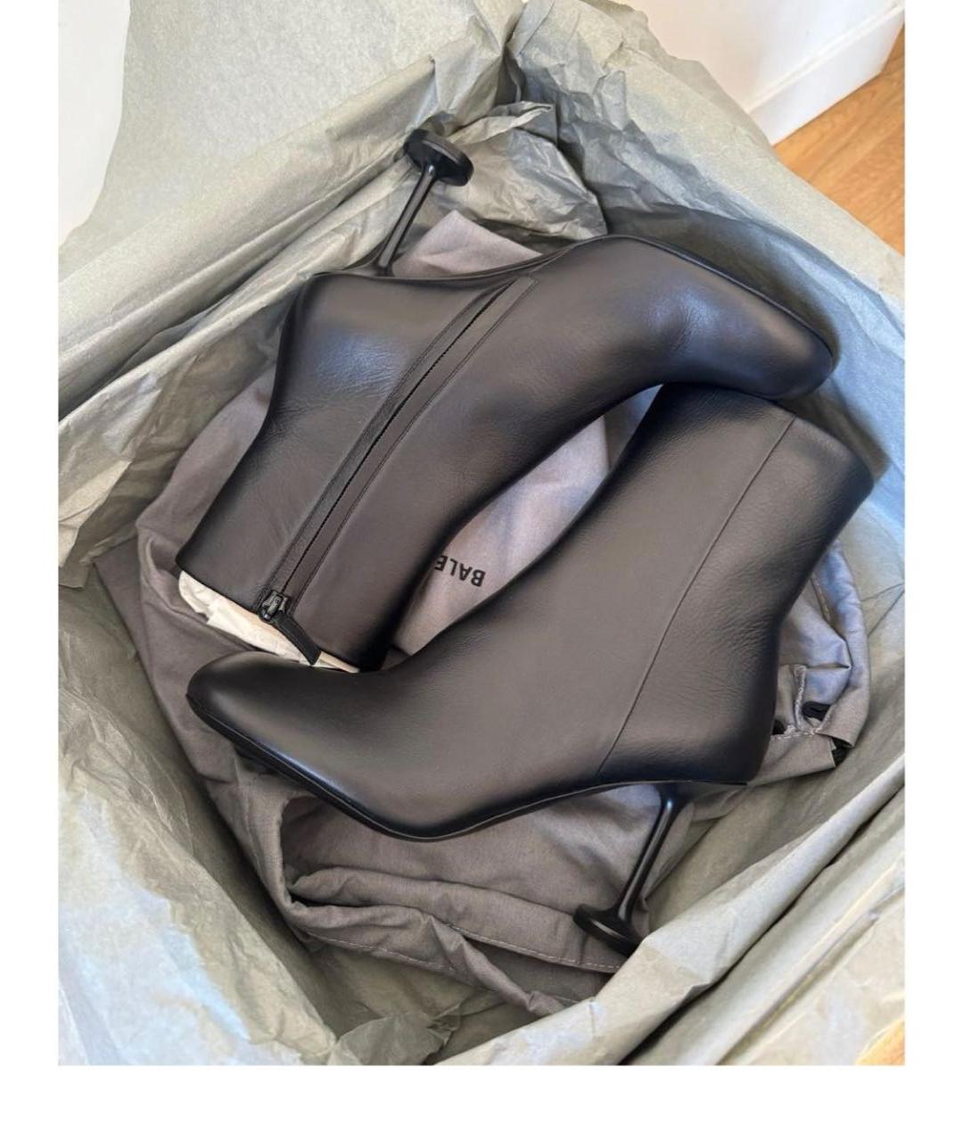 BALENCIAGA Черные кожаные ботильоны, фото 4