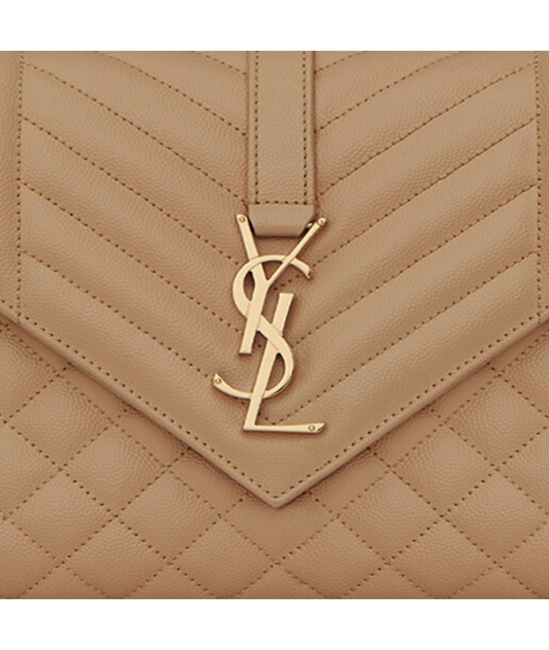 SAINT LAURENT Коричневая кожаная сумка через плечо, фото 6