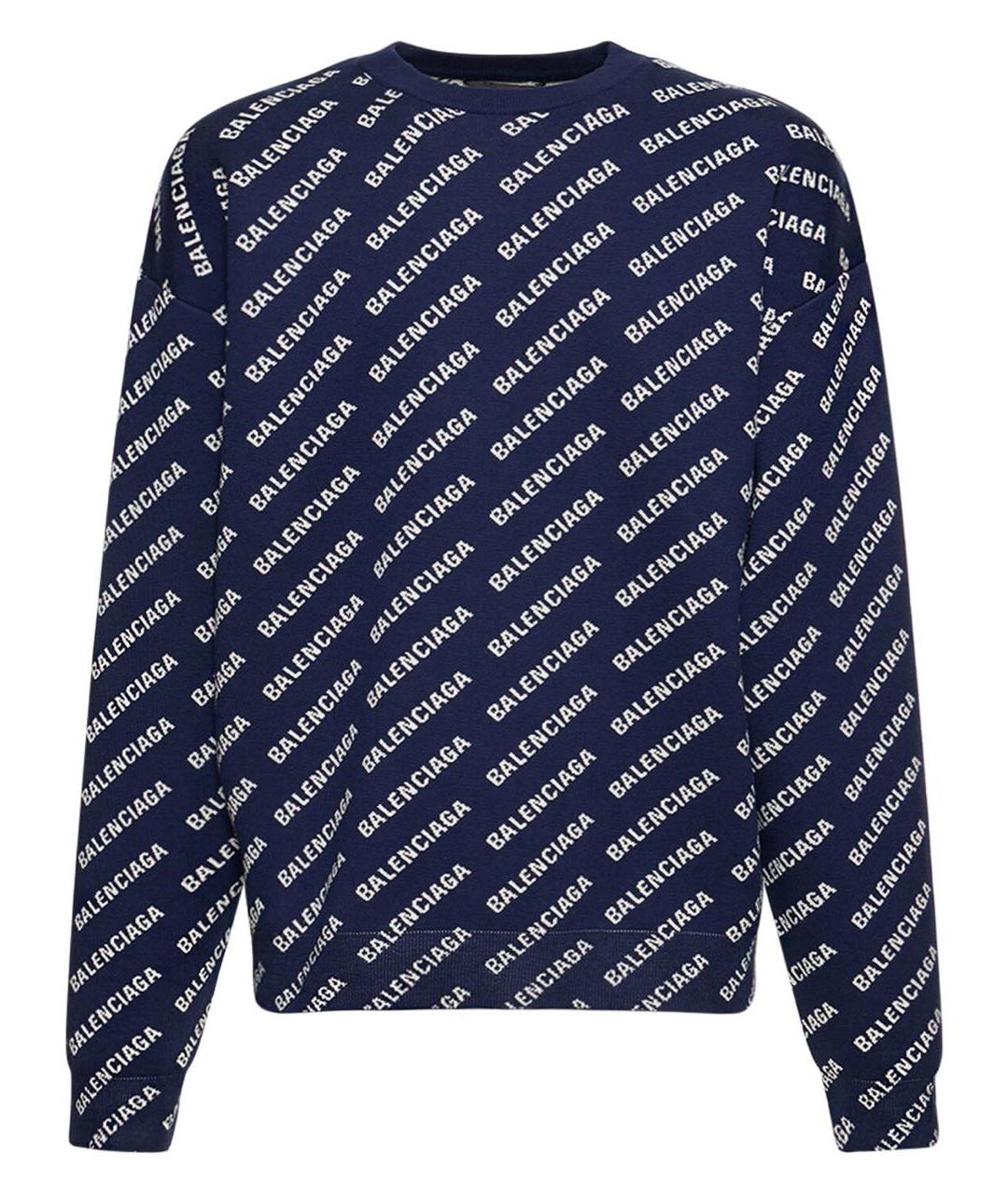 BALENCIAGA Темно-синий хлопковый джемпер / свитер, фото 1