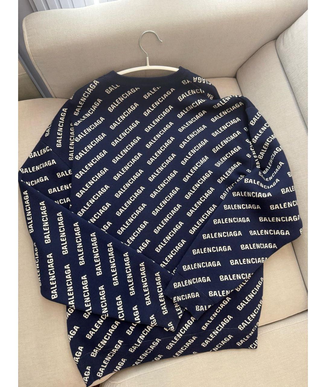 BALENCIAGA Темно-синий хлопковый джемпер / свитер, фото 2