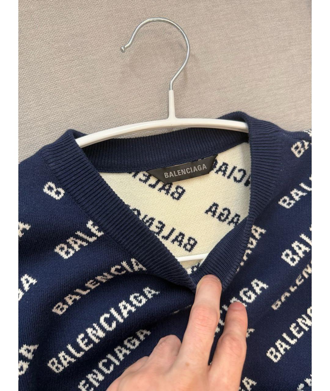 BALENCIAGA Темно-синий хлопковый джемпер / свитер, фото 3