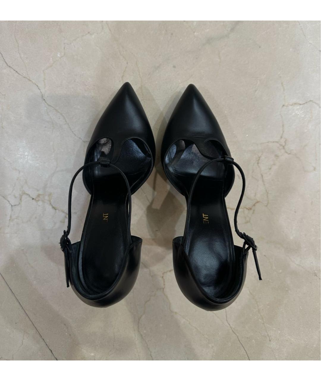 SAINT LAURENT Черные кожаные туфли, фото 3