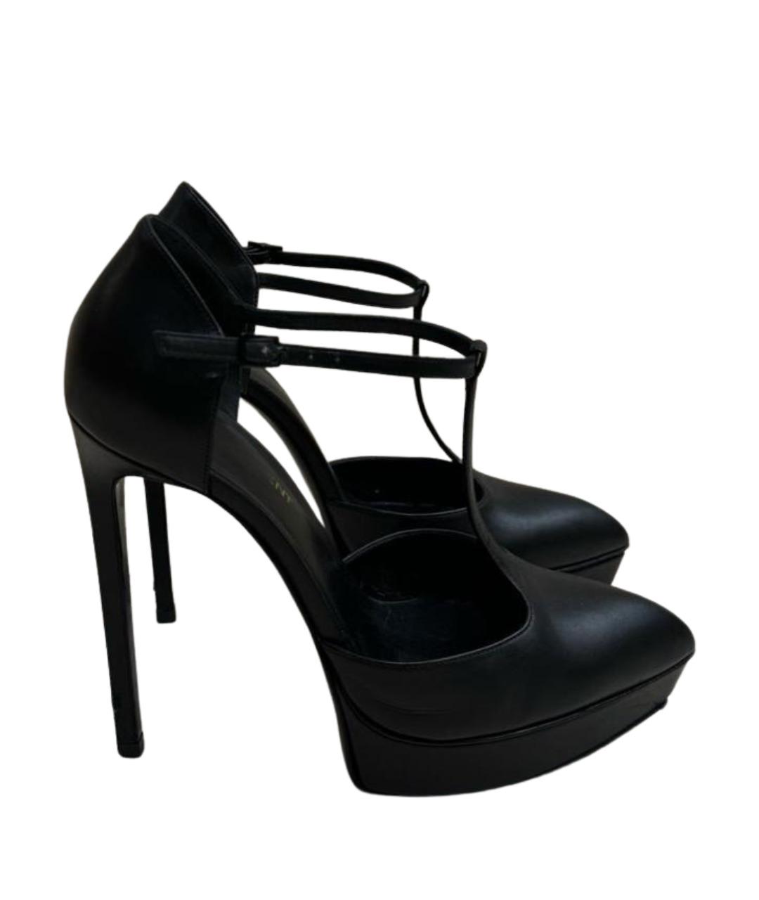 SAINT LAURENT Черные кожаные туфли, фото 1