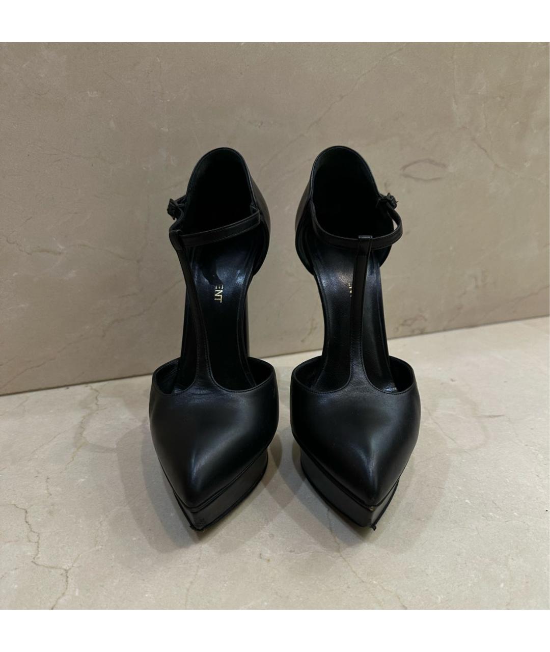 SAINT LAURENT Черные кожаные туфли, фото 2