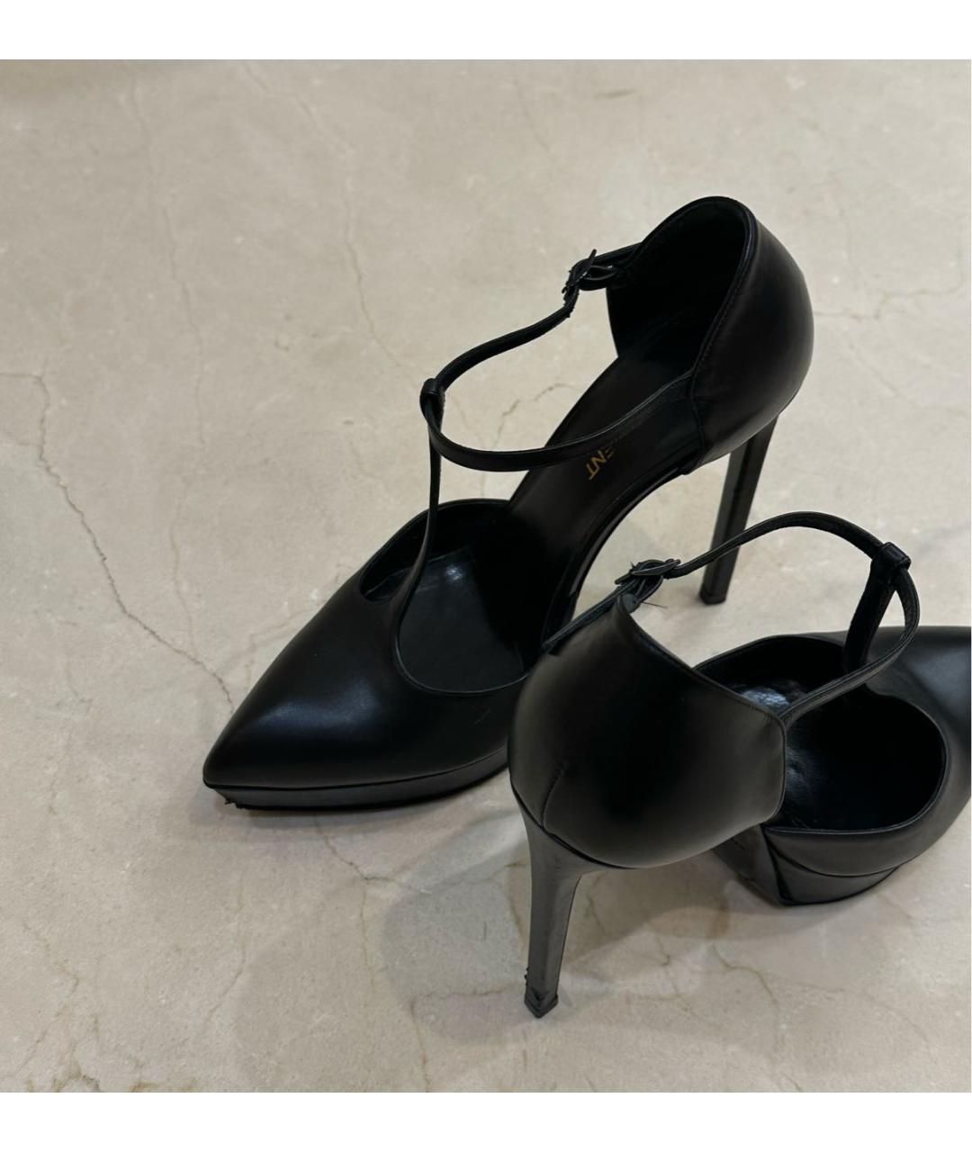 SAINT LAURENT Черные кожаные туфли, фото 5