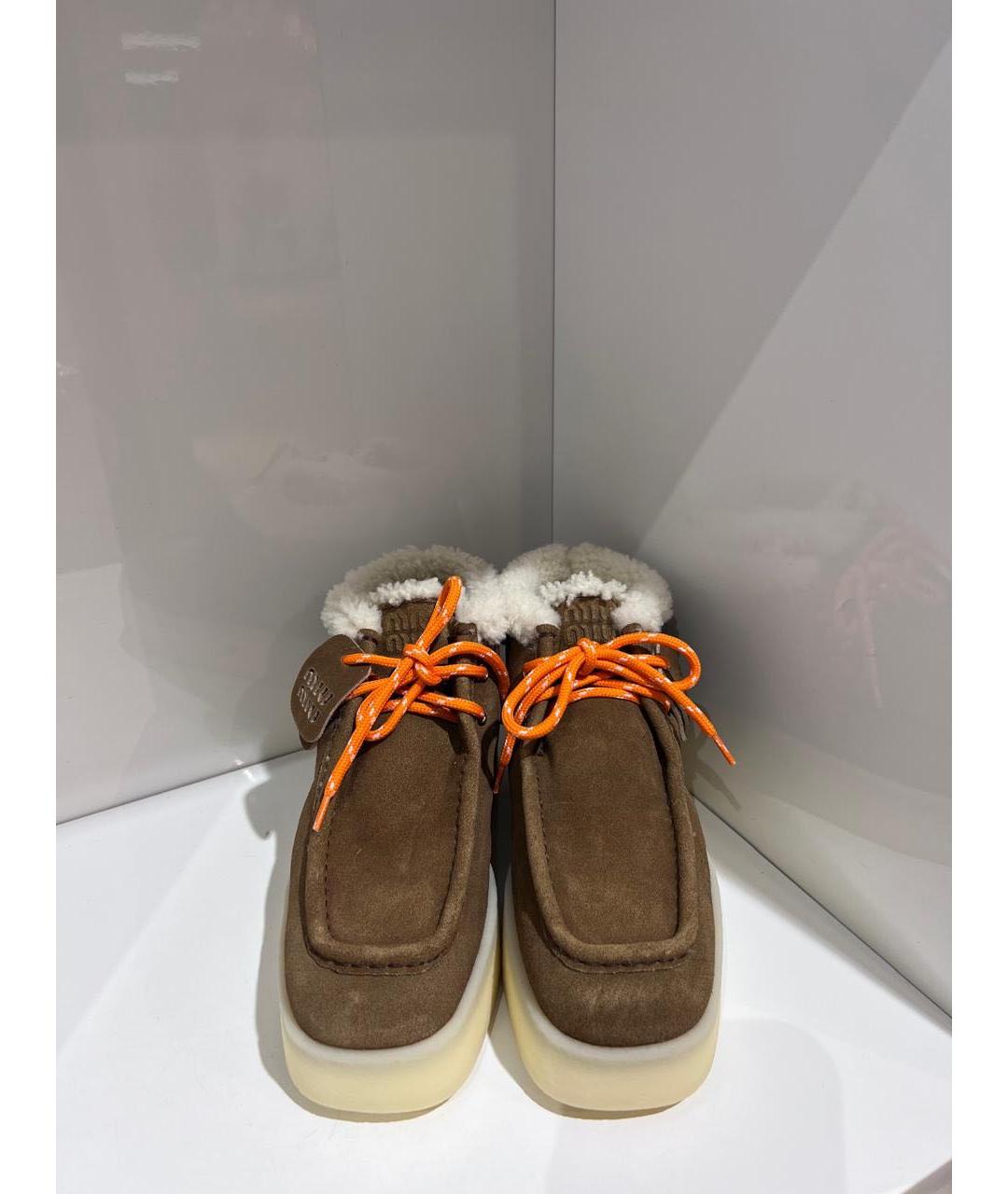 MIU MIU Коричневые замшевые ботинки, фото 3