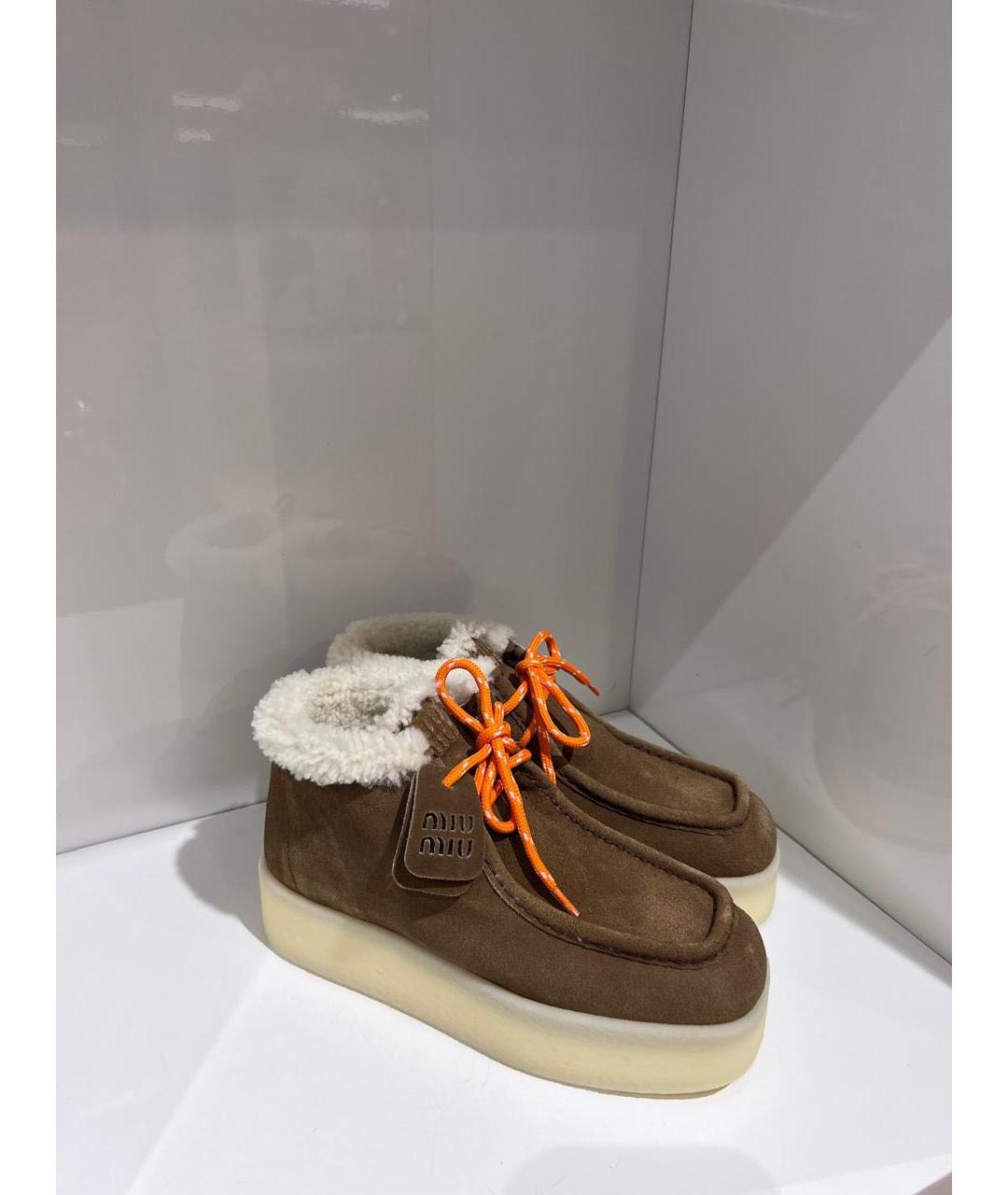 MIU MIU Коричневые замшевые ботинки, фото 2