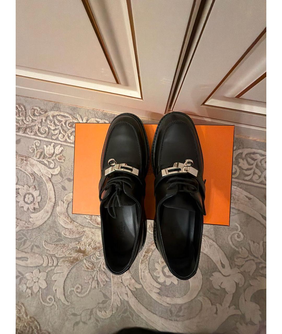 HERMES Черные кожаные брогги и оксфорды, фото 3