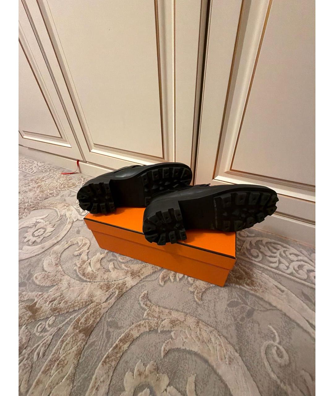 HERMES Черные кожаные брогги и оксфорды, фото 5