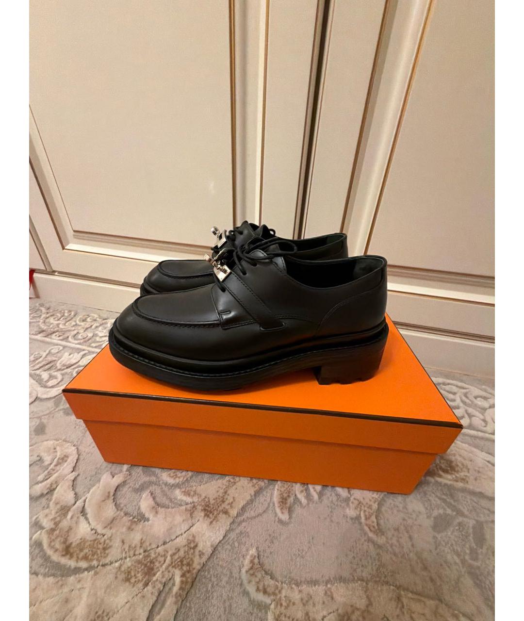 HERMES Черные кожаные брогги и оксфорды, фото 6