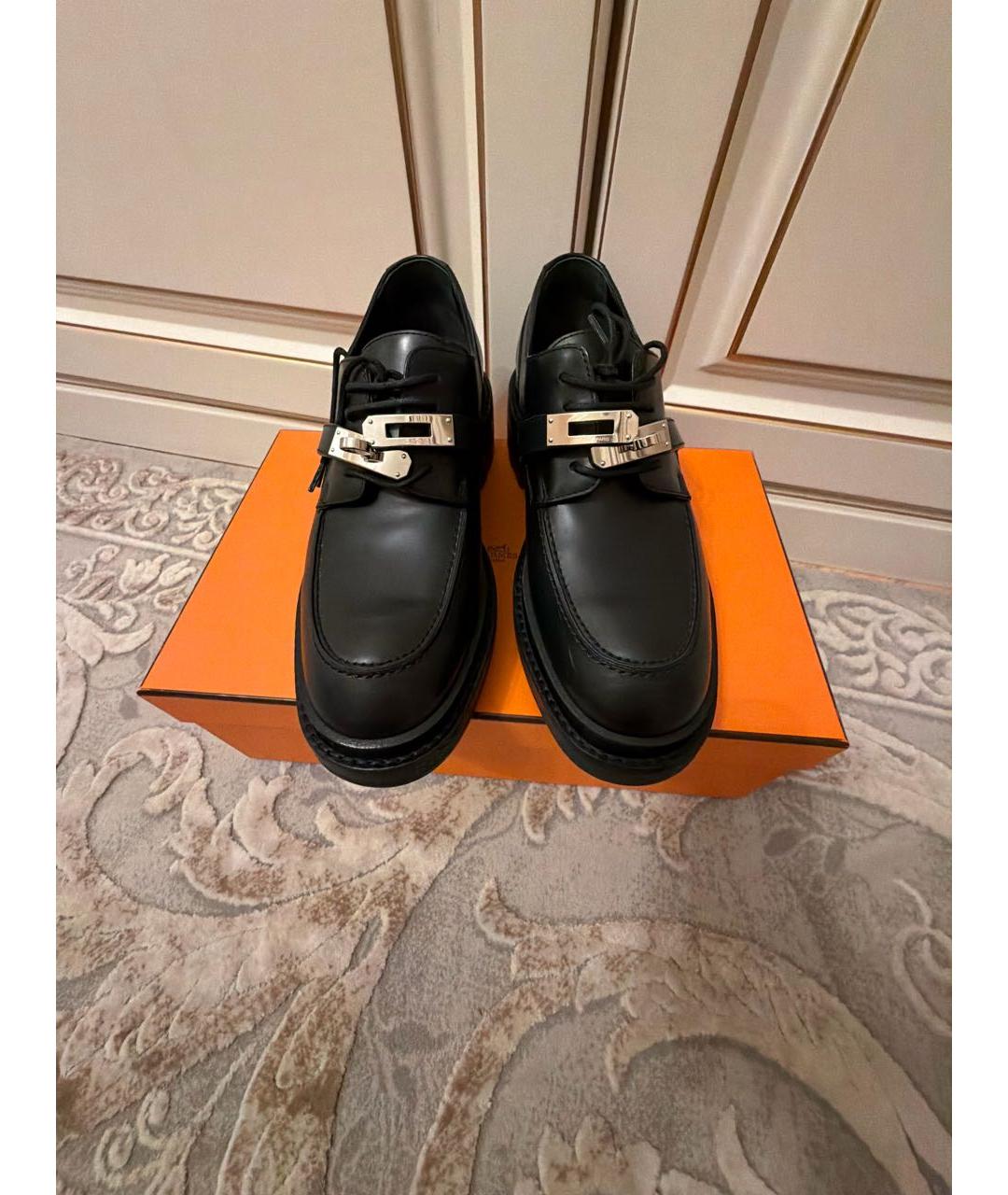 HERMES Черные кожаные брогги и оксфорды, фото 2
