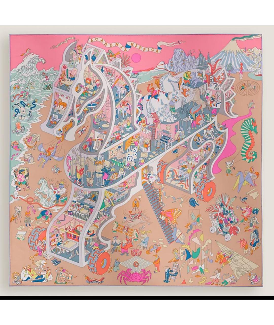 HERMES Мульти шелковый платок, фото 4