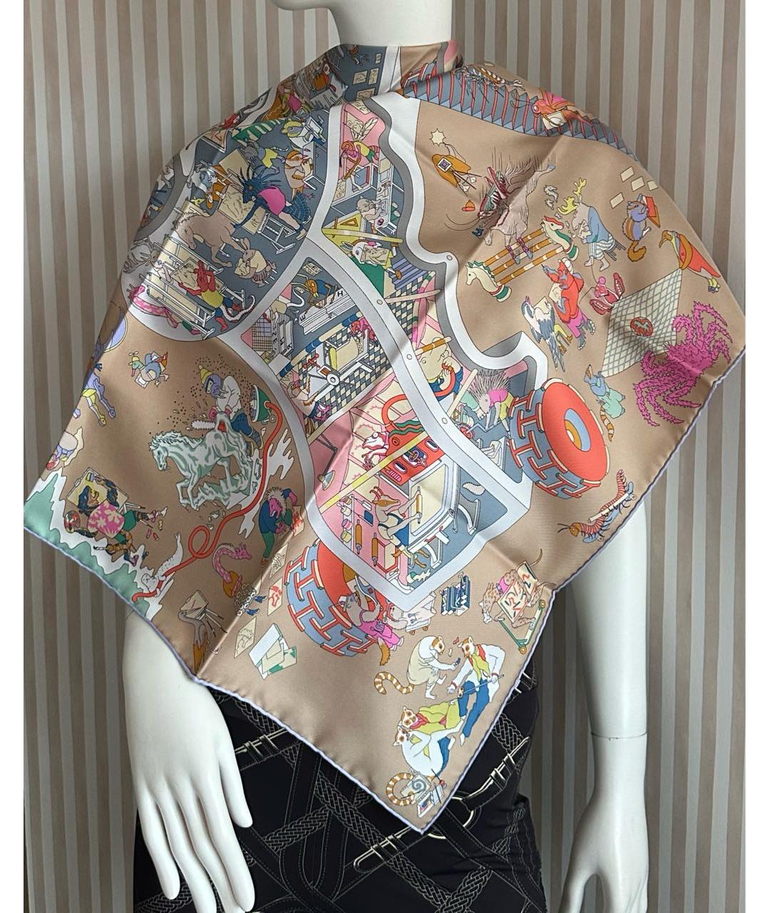 HERMES Мульти шелковый платок, фото 2