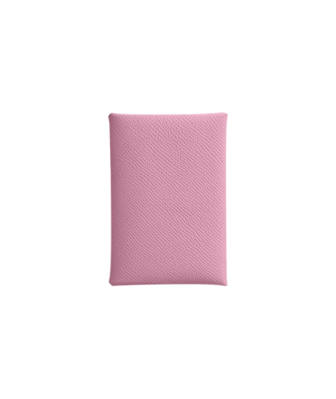 HERMES Розовый кожаный кардхолдер, фото 1