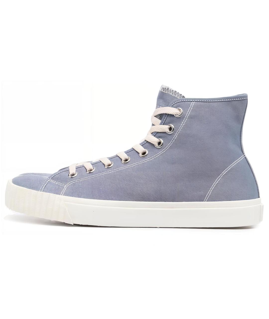 MAISON MARGIELA Голубые текстильные высокие кроссовки / кеды, фото 5