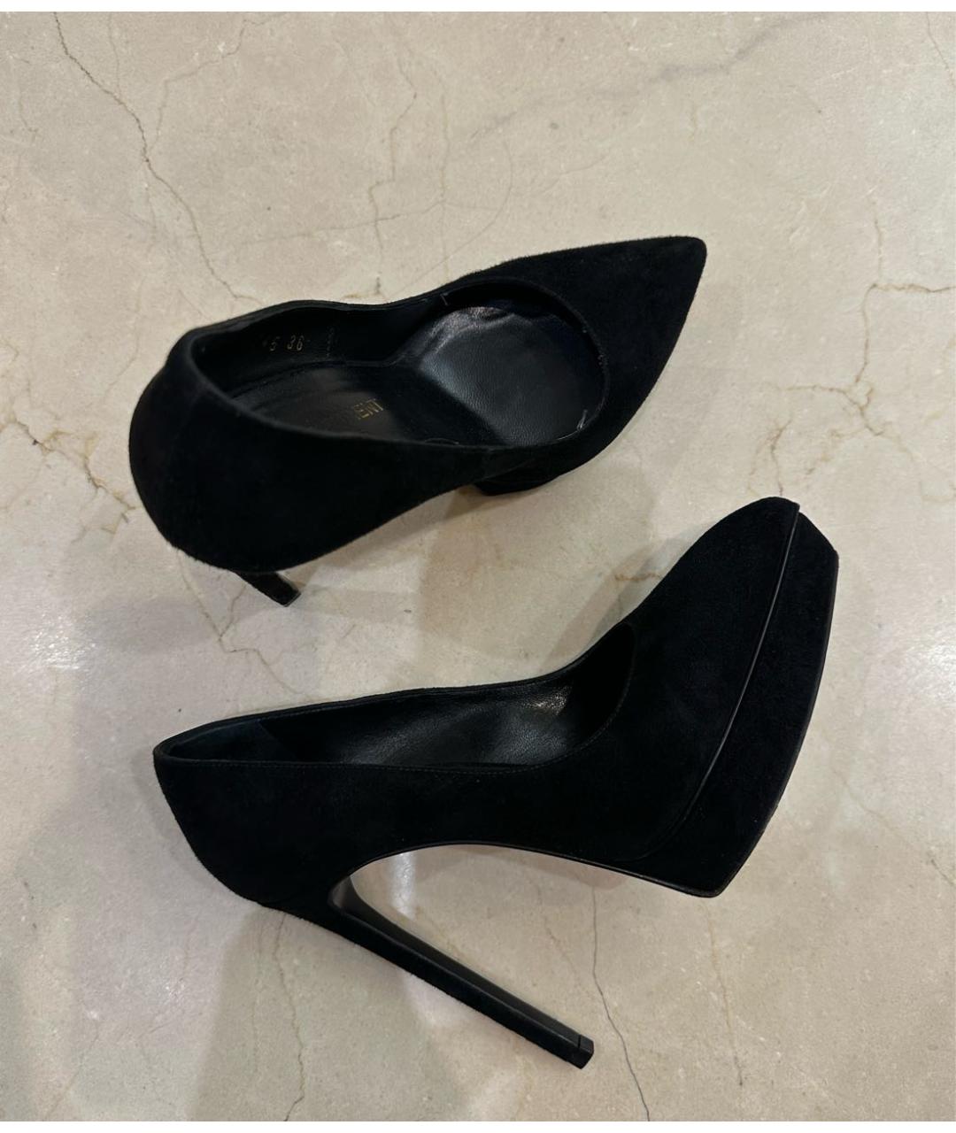 SAINT LAURENT Черные замшевые туфли, фото 5