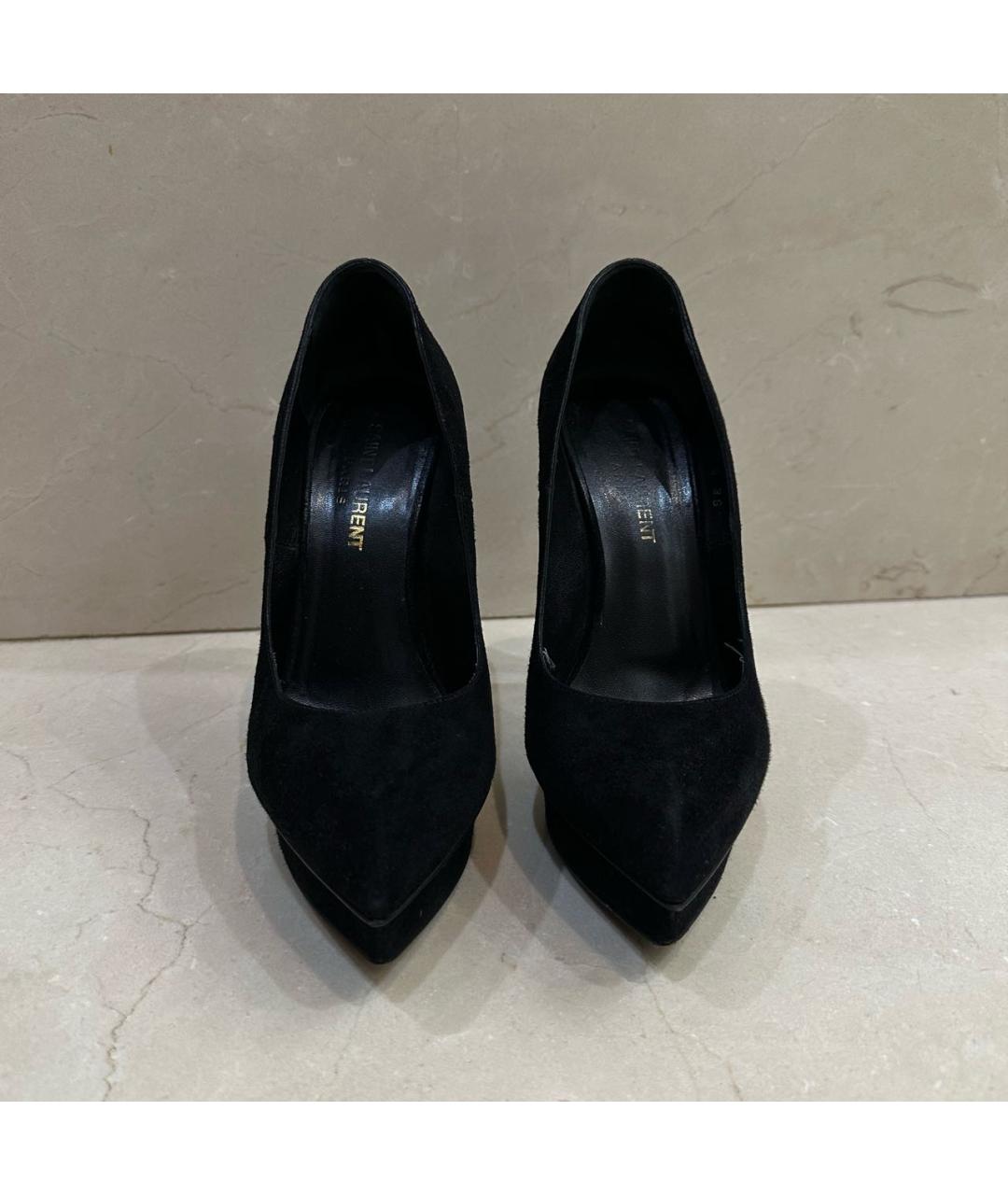 SAINT LAURENT Черные замшевые туфли, фото 2