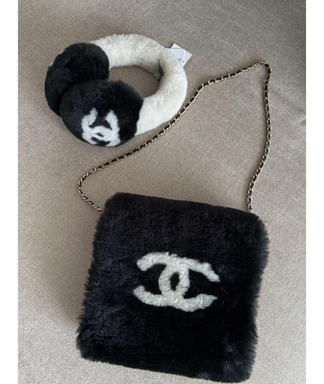 CHANEL Черная меховая сумка через плечо, фото 2