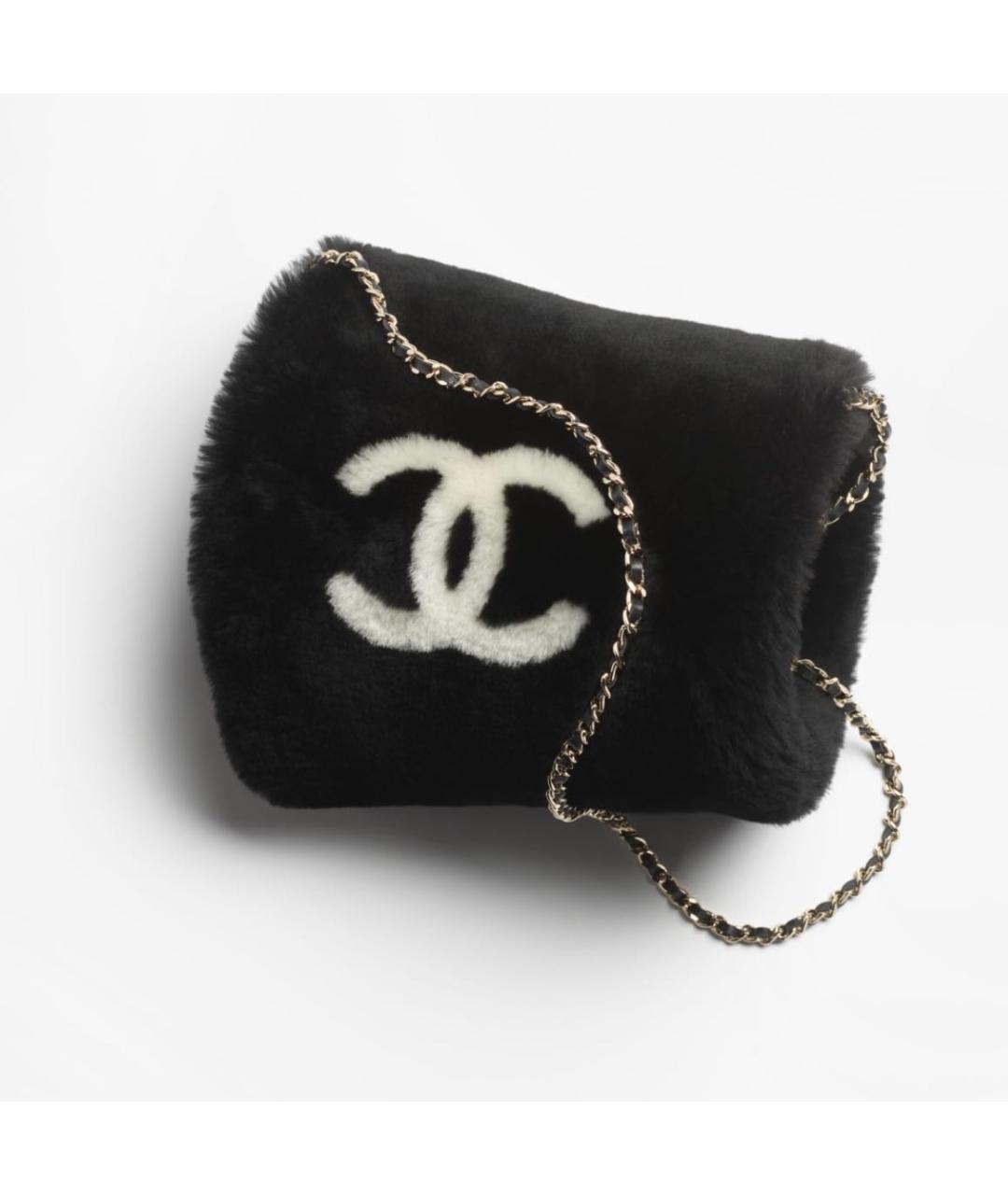 CHANEL Черная меховая сумка через плечо, фото 4