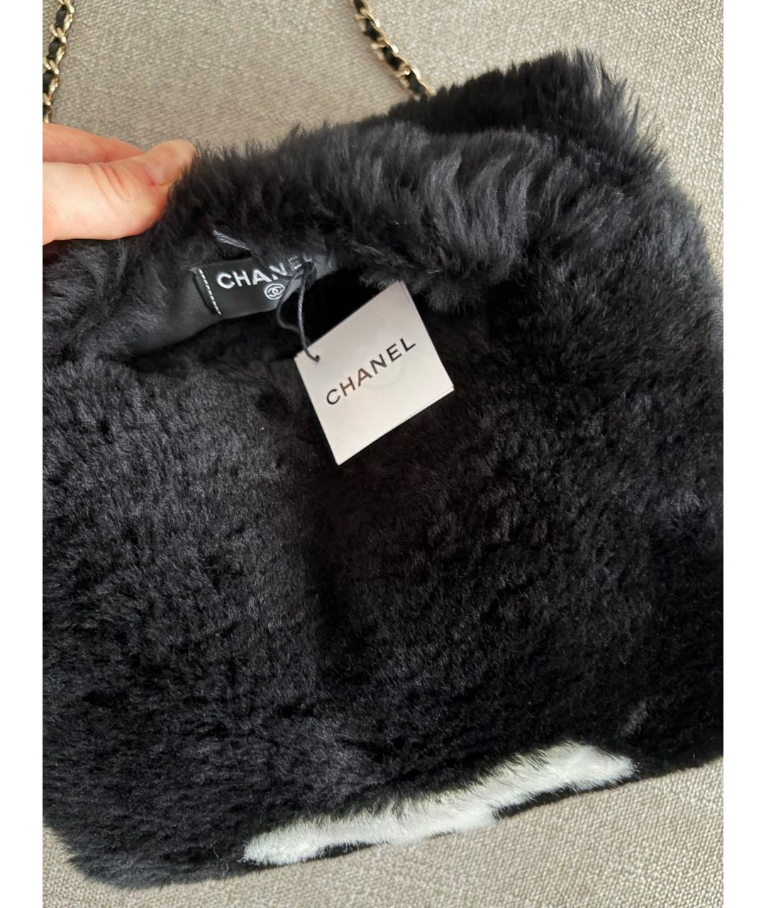 CHANEL Черная меховая сумка через плечо, фото 3