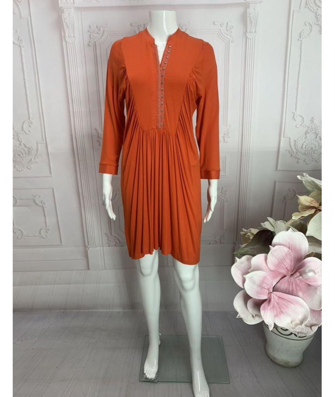 JO NO FUI Оранжевое вискозное повседневное платье, фото 7