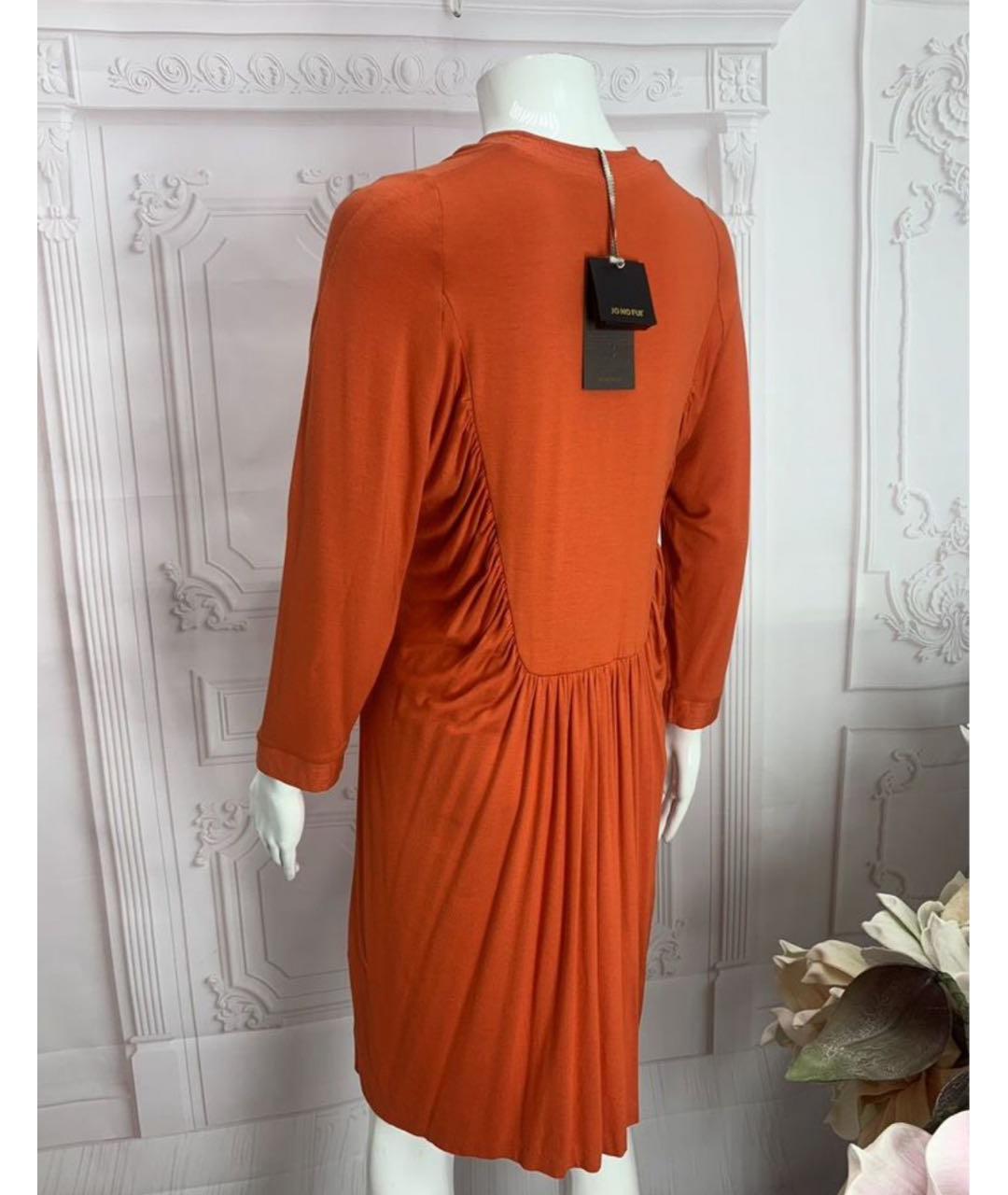 JO NO FUI Оранжевое вискозное повседневное платье, фото 6