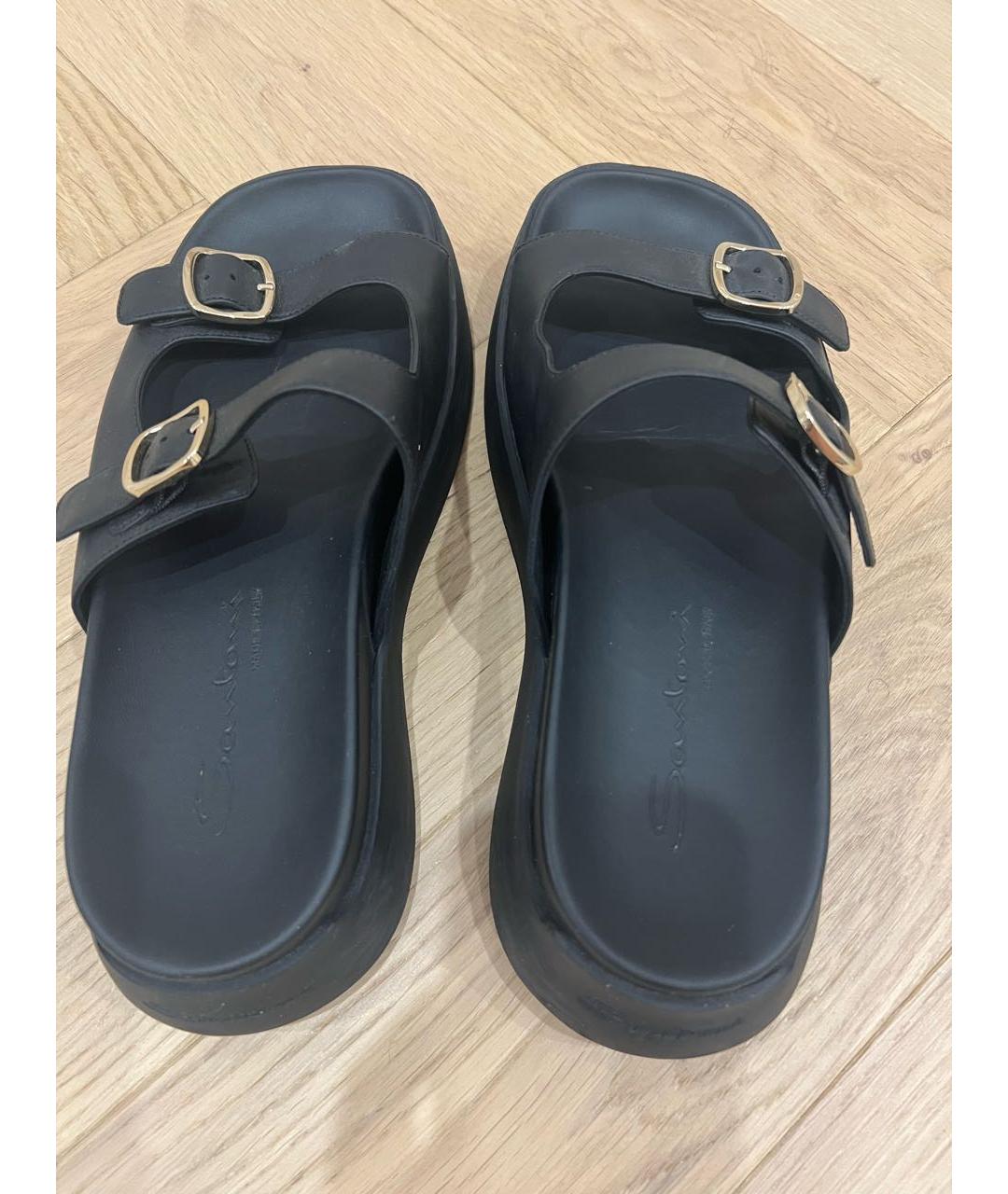SANTONI Черные кожаные сандалии, фото 3
